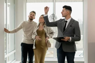 A family searching to buy a flat.