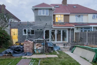 An image of a house reconstruction.